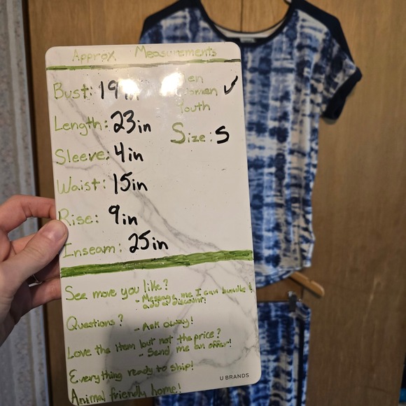 Lucky Brand Pajamas 2pc Lounge Set Women S Blue Tie Dye Short Sleeve Pants - Picture 4 of 6